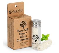 Natural Silk Dental Floss with Refillable Glass Container | Free Refill | Natural Candelilla Wax | 33yds x 2 | Peppermint | Eco-Friendly Zero Waste Oral Care (One Size, Peppermint)