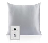 Natural Silk Pillowcase, Hypoallergenic, 22 mm, 100% Silk, 600 Thread Count, with Hidden Zip (65 x 65 cm, Grey)