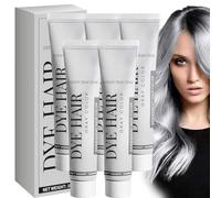 Natural Silver Gray Hair Dye Cream - Permanent, Light Gray Silver Color, 5 Pcs