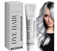 Natural Silver Gray Hair Dye Cream, Permanent Light Gray Silver Color Cream for Grey Hair (1 Pc)