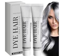 Natural Silver Gray Hair Dye Cream - Permanent Light Gray Silver Color Cream for Grey Hair (2 Pcs)