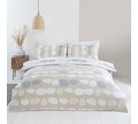 (Natural, Single) Truro Pebbles Duvet Cover Set Reversible Bedding 100% Easy Care Microfibre Polyester