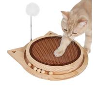 Natural Sisal Cat Scratcher with Ball, Round Kitten Scratching Pad Track and Spring Cat Toy Interactive Cat Toys for Indoor Cats Kitten Toys Enrichment Puzzle Play Exercise