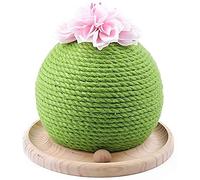 Natural Sisal Rope Cactus Cat Scratching Post with Flower, Circle Track with Moving Balls Cat Tracks Cat Toy
