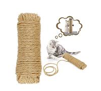 Natural Sisal Rope for Cat Scratcher 6mm/10m, HAPPY HACHI Twisted 9-strand Twine String Durable for DIY Cat Scratching Post Tree Replacement, Gardening Bundling, Craft Decoration