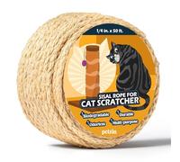Natural Sisal Rope for Cat Scratcher and Scratching Post 1/4 Inch, 50 Feet | Kitty Tree Rope Replacement, Climbing Twin Recovering, Kitten Tower Replace, Scratch Post Repairing and DIY, Natural