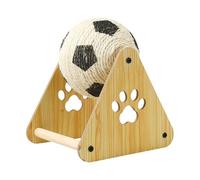 Natural Sisal Scratcher Ball, Interactive Cat Exercise Toy, Vertical Scratch Ball with Durable Wood Frame, Fun Football Design Play Wheel, Pet Claw Care Station, Indoor Pet Activity