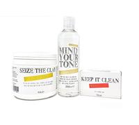 Natural Skincare Pack for Acne - 10% Sulphur Soap, Witch Hazel Aloe Vera Toner, French Green Illite Clay - whytheface