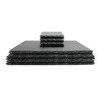 Natural Slate Placemats & Coasters - 12 pcs | Square Drink Coasters & Rectangle Food Place Mats | Fine Cut Tablemats | Contemporary Tableware | M&W
