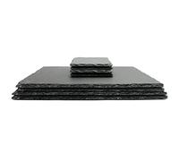 Natural Slate Placemats & Coasters - 8pcs | Square Drink Coasters & Rectangle Food Place Mats | Fine Cut Tablemats | Contemporary Tableware | M&W
