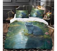 Natural Small Duvet Cover Set, Cats Bedding Sets with Zipper Closure, Soft Cozy Microfiber Duvet Cover and 2 Pillow Cases 40 x 60 cm A1712