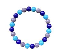 Natural Smithsonite 8mm rondelle smooth 7inch Semi- Gemstones Beaded Bracelets for Men Women Crystal Stretch Beaded Bracelet Unisex, blue Qkz703 (Blue, 0.8x20cm)
