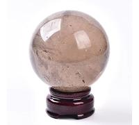 Natural Smoky Quartz Ball Crystal Sphere Stone Ball with Wooden Base