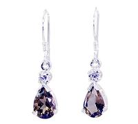 Natural Smoky Quartz Drop Earrings For Women Real Stone 925 Sterling Silver Pear Shape Jewelry Long Hook