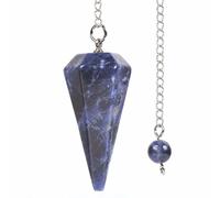 Natural Sodalite Gemstone Rock Crystal Hexagonal Pointed Reiki Chakra Pendant Pendulum
