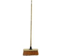 Natural Soft Bristle Broom Coco Brush With Handle 10" Indoor Outdoor Sweeping