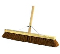 Natural Soft Bristle Broom Coco Brush With Handle 24" Indoor & Outdoor Sweeping Cleaning