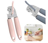 Natural Soft Grip Tin Opener - Stylish Kitchen Tool, Metal Tin Opening Mechanism, Built-in Bottle Opener, Assorted Colours (Natural, Grey, Pink, Sage), Comfortable Grip