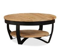 Natural Solid Mango Wood Coffee Table 65x32 cm with Iron Base, Unique Design