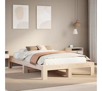 Natural Solid Pine Double Bed Frame 135x190cm Slatted Base Storage Underbed Room [EEK: A]