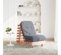 Natural Solid Pine Wood Futon Sofa Bed, Grey Mattress 60x206x11cm Foam Foldable