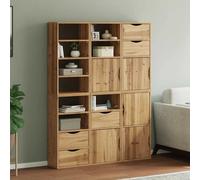 Natural Solid Pine Wood Side Cabinets Set of 6, 40x24x79 cm, Ample Storage