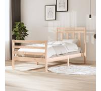Natural Solid Pinewood Bed Frame Small Single 2FT6, 75x190 cm, Slatted Headboard [EEK: D]