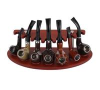 Natural Solid Rosewood Pipe Stand Holder for 7 Pipes - Artisan Handcrafted Tobacco Pipe Luxury Organizer| Natural Wood Grain Display & Collector's Storage Rack(Tobacco Pipe Not Included)