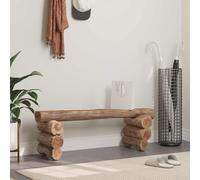 Natural Solid Teak Bench 110 x 30 x 34 cm, Robust Wooden Bench for Living Room and Hallway, Bench with Natural Surface, Versatile Upholstered Bench for Entrance Area and Bedroom