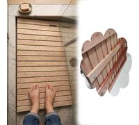 Natural Solid Wood Antislip Bath Mat with Rubber Feet, Unpainted Sauna Mat