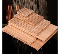 Natural Solid Wood AntiSlip Bath MatSturdy Shower MatNonSlip Wet Room PalletSquare Bathroom Flooring (50x60cm/20x24in)