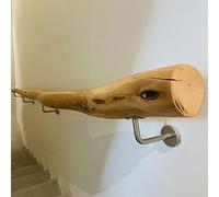 Natural Solid Wood Staircase Handrails with Brackets Non-Slip Wall-Mounted Banister Kit for Elderly Safety Barrier-Free Indoor Loft Railings & Support Grab Bar