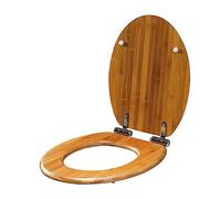 Natural Solid Wood Toilet Seat Universal Soft-Close Design Steel Hinges Eco-Friendly Easy Installation Dark Brown Color -& Stylish Bathroom Upgrade