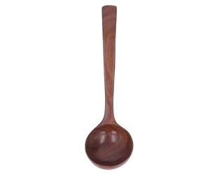 Natural Solid Wooden Ladle Spoon Japanese Style Cooking Serving Utensil for Soup Porridge Gentle on Cookware Smooth Curved Handle for Home Hotel Kitchen (Style 2)