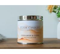 Natural Soy Candle Tin - Clyde Candles Scotland - Vegan Scottish Gifts, British Made (Cinnamon and Clove)