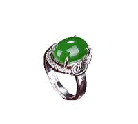 Natural Spinach Green Hetian Jasper Ring 925 Silver Jewelry