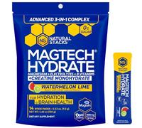 NATURAL STACKS Magtech Magnesium Hydrate + Creatine - Sugar Free Electrolyte Drink - Magtein Magnesium L-Threonate, Glycinate & Taurate - Supports Hydration & Cellular Energy - 14 Hydration Packets
