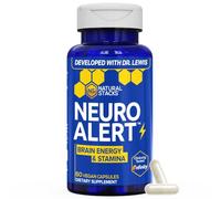NATURAL STACKS NeuroAlert - 200mg Paraxanthine Energy Supplement - Caffeine Free Focus w/ 500mg L-Tyrosine & 100mg L-Theanine - 10mg NADH for Cellular Energy Support - 60 Paraxanthine Capsules