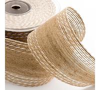 Natural Stitched Hessian Ribbon - 50mm x 10 Metres