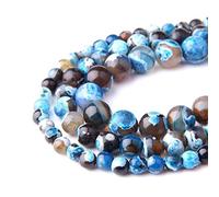 Natural Stone 8mm Fire Agate Smooth Round Loose Beads Energy Gemstone DIY for Jewelry Making Bracelet Necklace 1 Strand 15"