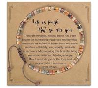 Natural Stone Adjustable Beaded Bracelets friendship bracelet Inspirational Anxiety Bracelets Healing Bracelet for Women Yoga Meditation Birthday Gifts