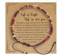 Natural Stone Adjustable Beaded Bracelets, Inspirational Bracelets for Women with Card, Life is Tough But So are You Encouragement Motivational Bracelet for Friends Friendship Spiritual Present