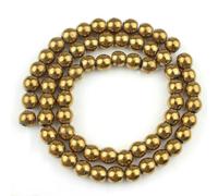 Natural Stone African Turquoises Round Loose Beads 15'' 2 3 4 6 8 10 12mm for Jewelry Making DIY Bracelet Necklace Accessories-Gold hematite-8mm (Approx 46pcs)