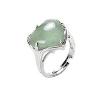 Natural Stone Agate Amethyst Turquoise Adjustable Finger Rings Semi Precious Oval Shaped Gemstone Anniversary Green Turquoise