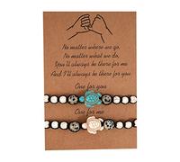 Natural Stone Amethyst Bracelet Bohemian Turquoise Turtle Bead Bracelet Adjustable Hand Woven Vintage Bracelet with Card for Women Men Beach Jewelry Watch with Brown Leather Strap Women, one size,