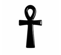 Natural Stone Ankh Cross Decor 10cm Strawberry Quartz Black Obsidian Green Strawberry Quartz Polished Table Figure for Home Office Shelf Altar 3 Styles (Obsidian)