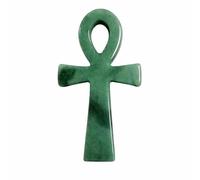 Natural Stone Ankh Cross Decor 10cm Strawberry Quartz Black Obsidian Green Strawberry Quartz Polished Table Figurine for Home Office Shelf Altar 3 Styles (Green Strawberry Quartz)