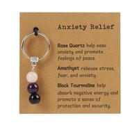 Natural Stone Bead Keychain with Greeting Card - Anxiety Relief Keychain Gift - Beautifully Crafted Healing Stones for Stress Relief - Inspirational Gift for Friends and Family