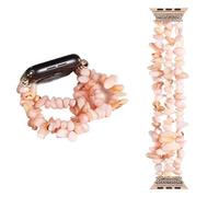 Natural Stone Beaded Bracelet for Apple Watch - Handmade Stretch Strap with Crystal Beads & Tassel Compatible with 38mm 40mm 41mm Apple Watch Models(J)