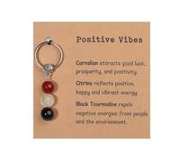 Natural Stone Beaded Keychain with Greeting Card - Positive Atmosphere Gift - Unique Healing Stones for Uplifting Energy - Inspirational Gift for Friends and Family
